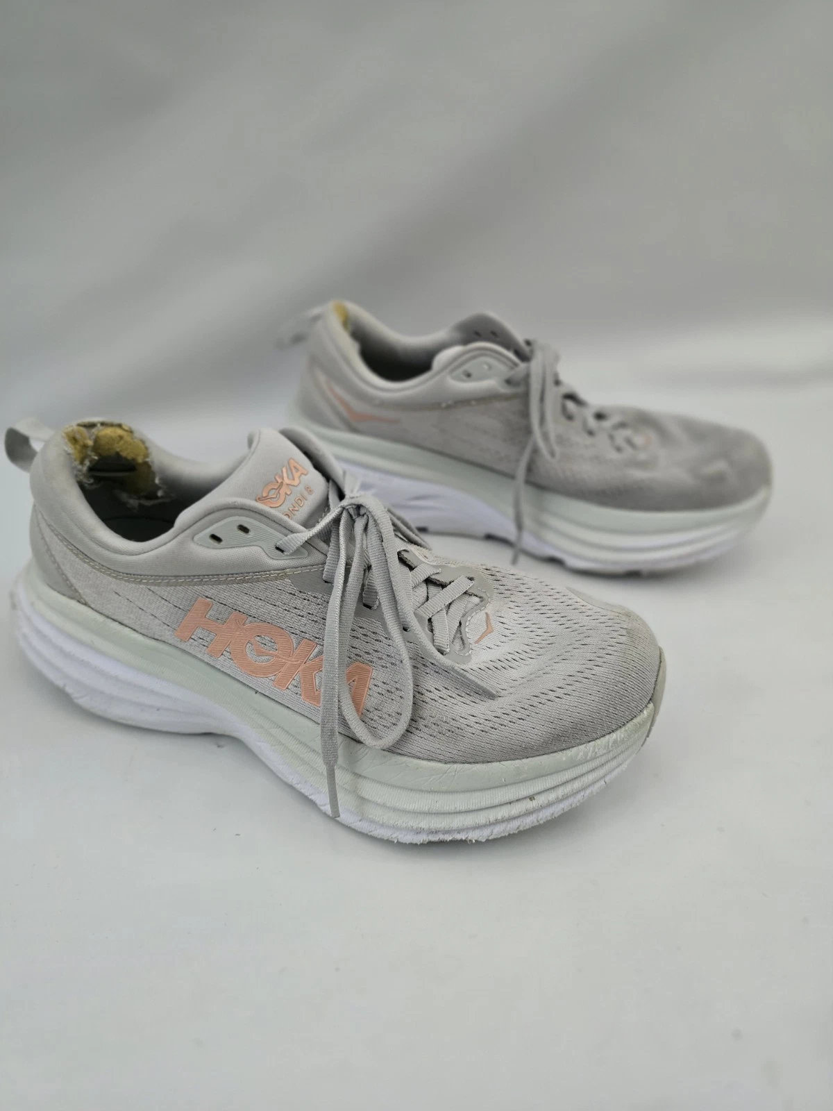 Hoka One One Womens Bondi 8 1127952 HMLR Gray 9B Running Shoes Sneakers Size 9 B