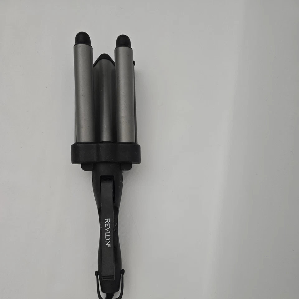 Revlon Jumbo Curling Iron Waver Crimper 3 Barrel Deep Hair Waves Black RV084