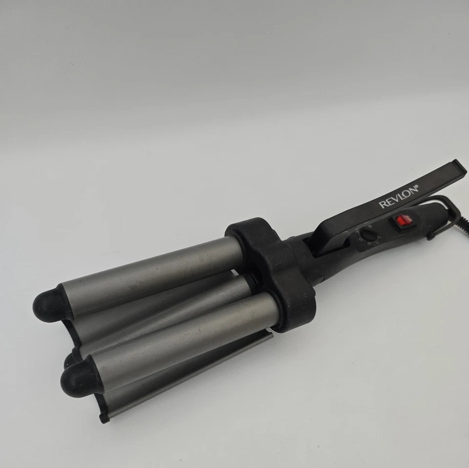 Revlon Jumbo Curling Iron Waver Crimper 3 Barrel Deep Hair Waves Black RV084 - Image 4