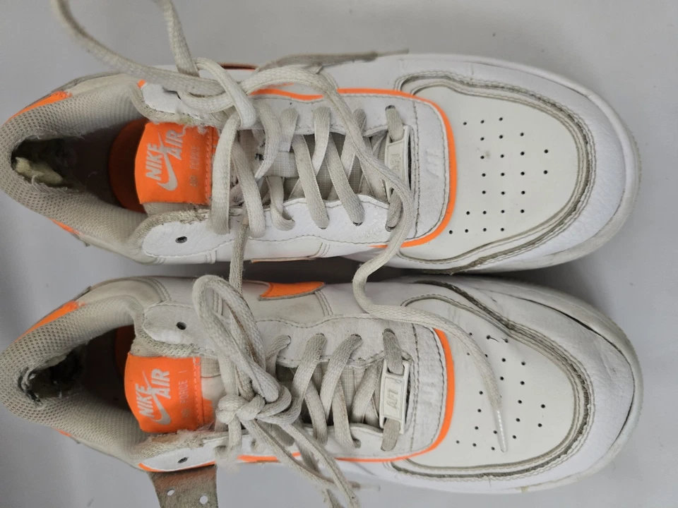 Nike AF1 Sz C10919-103 Orange And White Air Force Ones 1 9.5 - Image 4