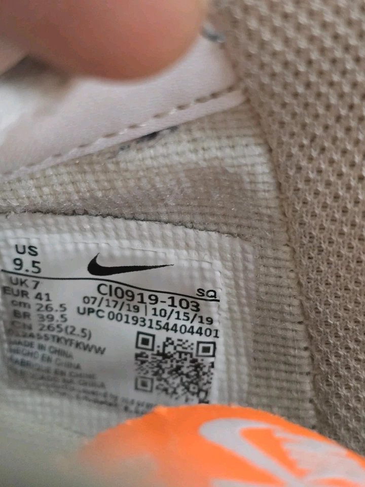 Nike AF1 Sz C10919-103 Orange And White Air Force Ones 1 9.5 - Image 3