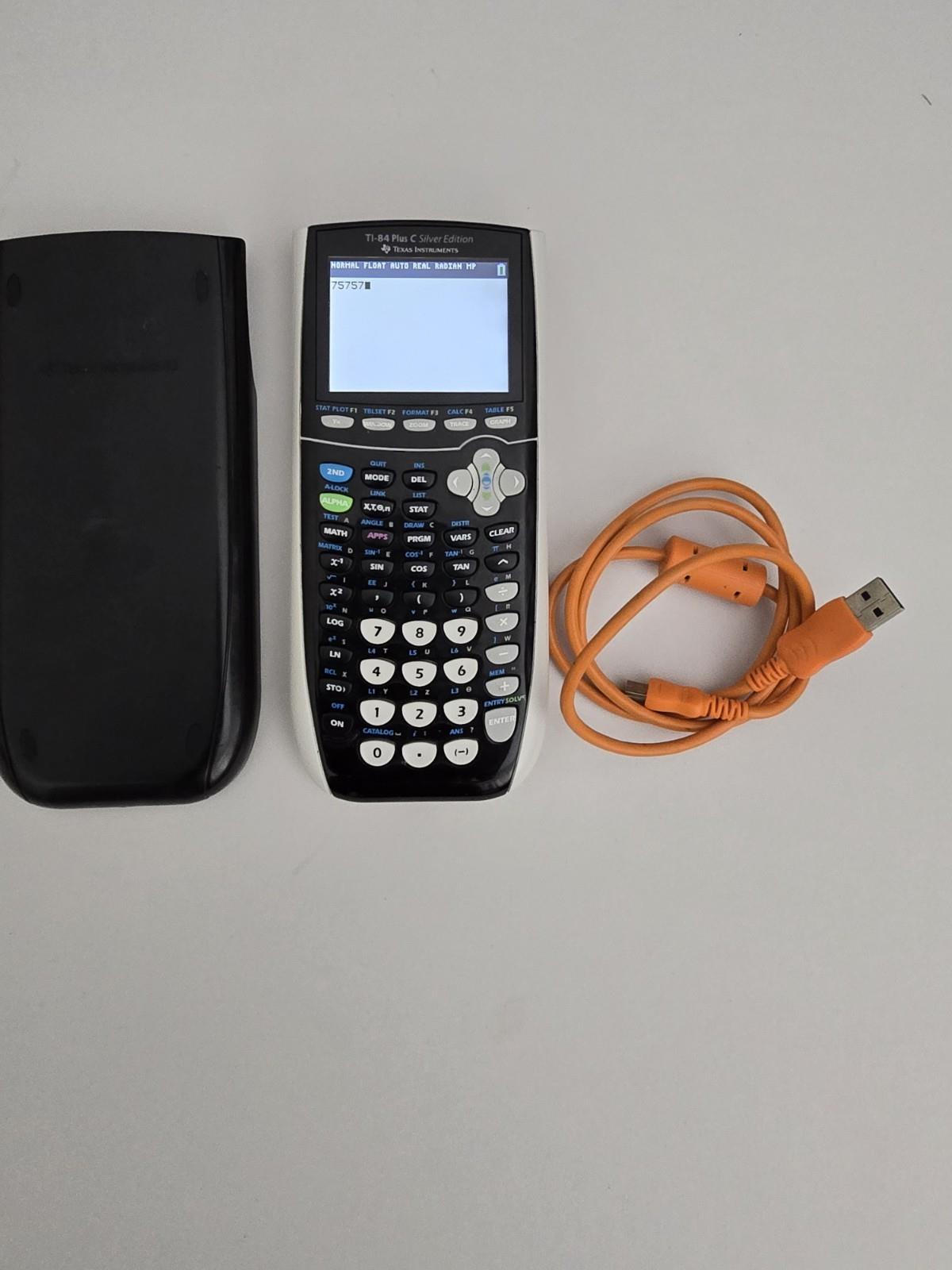 TI-84 Plus C Silver Edition Texas Instruments Graphing Calculator Black w/ Cover