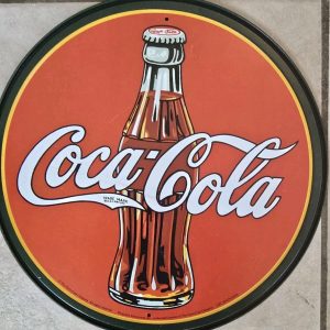 Coca Cola 1930's Bottle Round Decorative Reproduction Metal Tin Sign