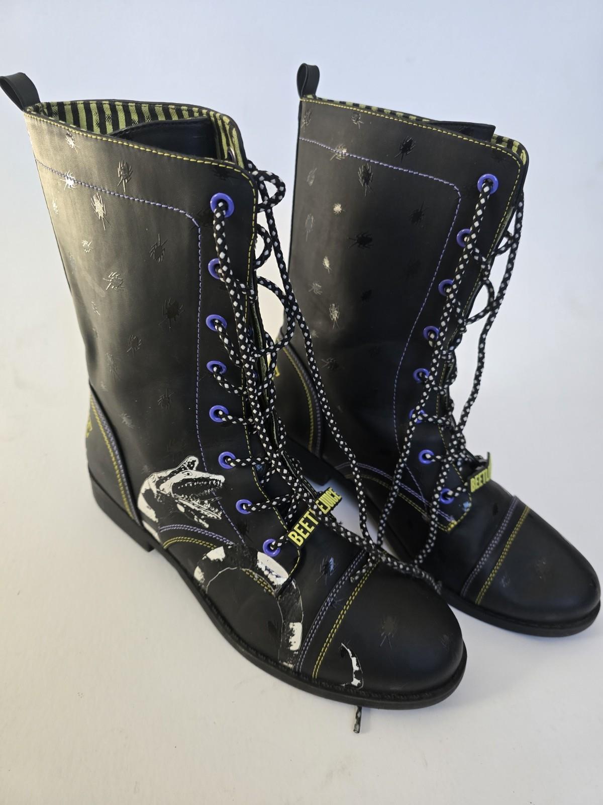 BEETLEJUICE Sandworm Black Boots ‘Strange and Unusual’ Women’s Size 10