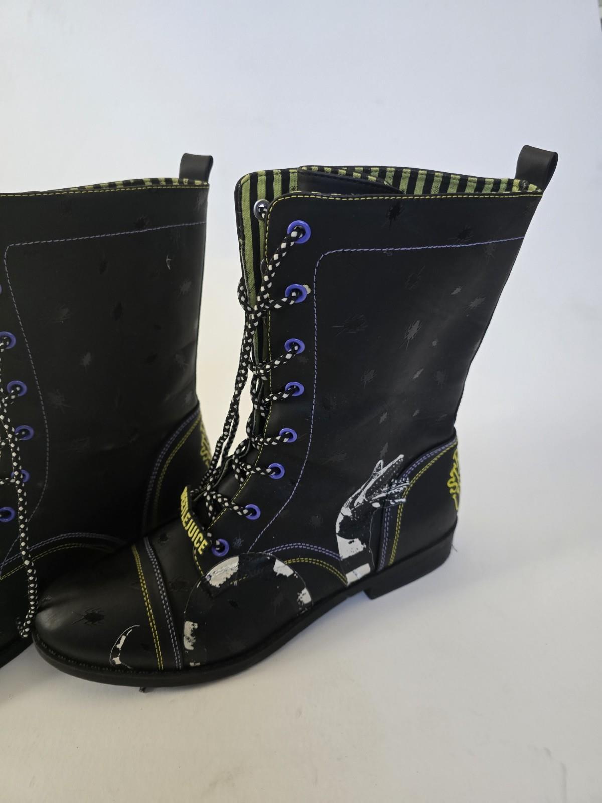 BEETLEJUICE Sandworm Black Boots ‘Strange and Unusual’ Women’s Size 10 - Image 3