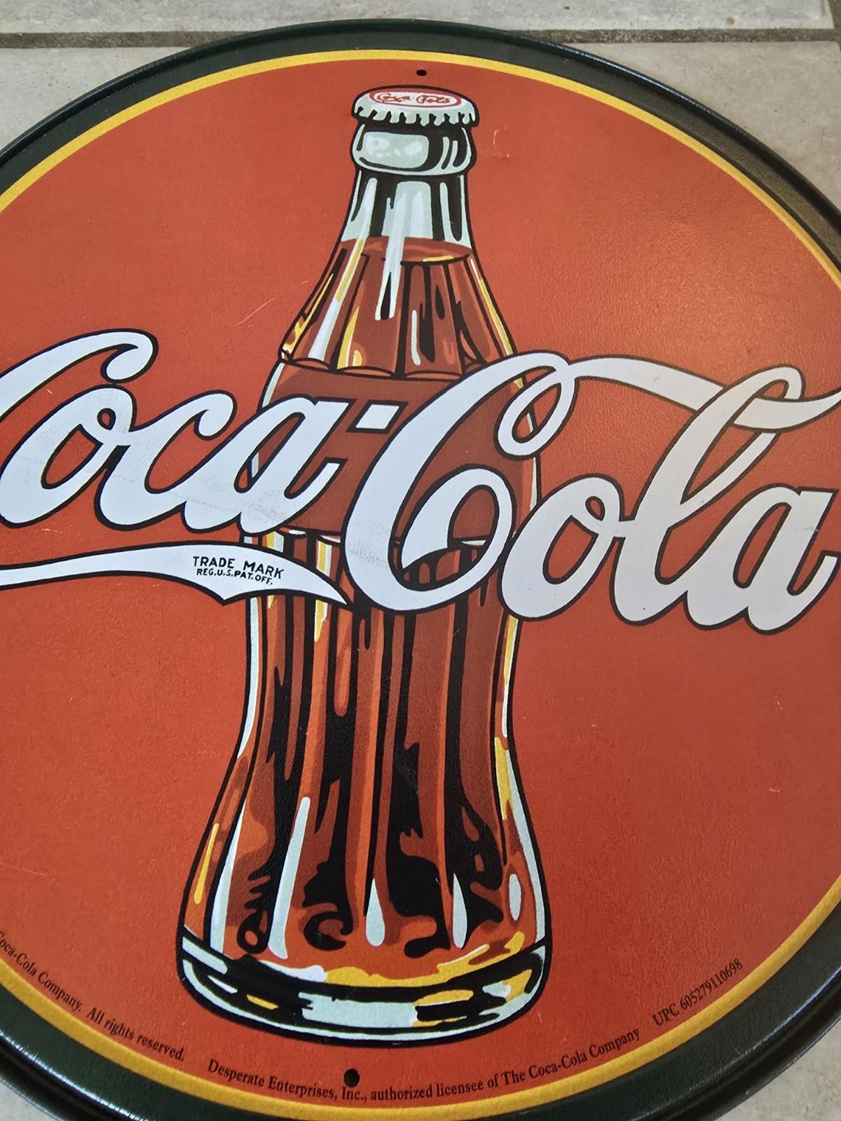 Coca Cola 1930’s Bottle Round Decorative Reproduction Metal Tin Sign